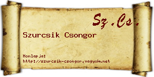 Szurcsik Csongor névjegykártya